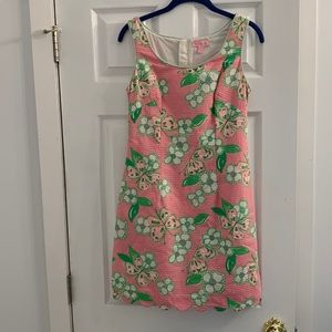 Lilly Pulitzer Sleeveless Scallop Bottom Shift Dress Butterfly Print Barbiecore